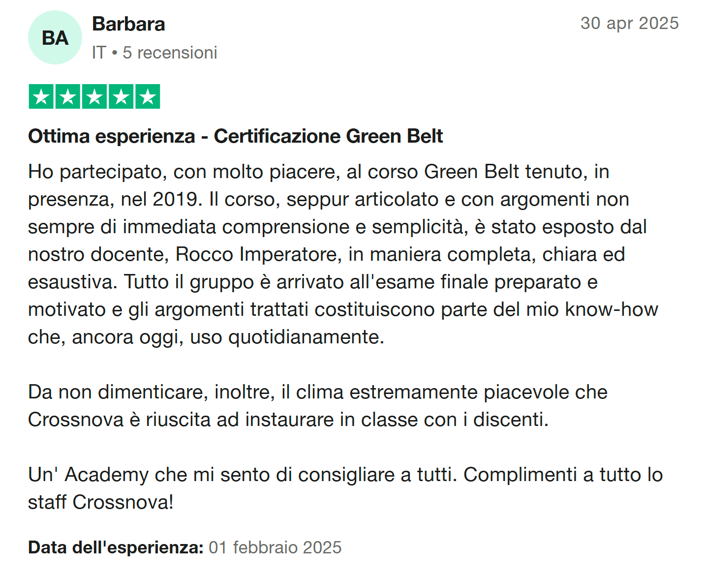 Recensione Trustpilot 4